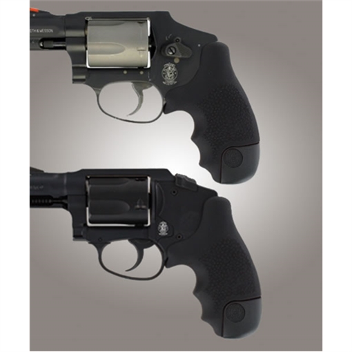 Picture of Hogue OverMolded Tamer Cobblestone Black Rubber with Finger Grooves for S&W J Frame Centennial with Round Butt, Bodyguard 60020
