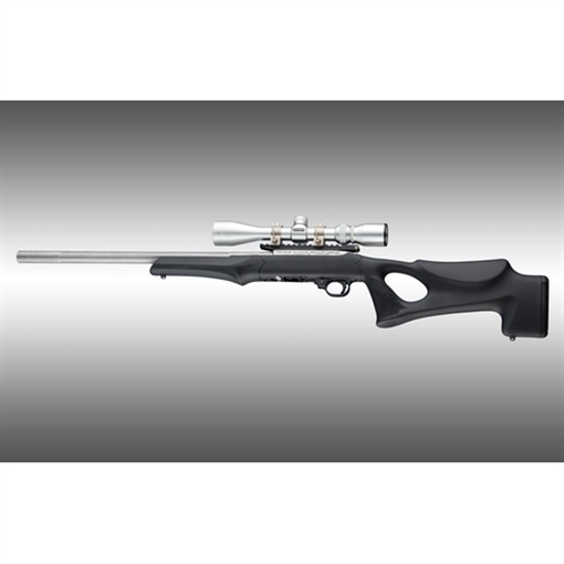 Picture of Hogue OverMolded Rifle Stock Fixed Thumbhole Black OverMolded Rubber Black Synthetic for Ruger 10/22 with .920 Diameter Barrel 22070