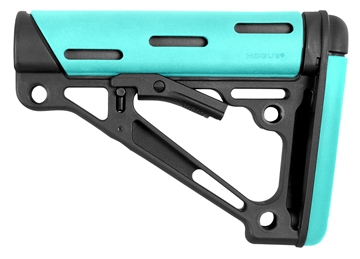 Picture of Hogue OverMolded Collapsible Buttstock Aqua OverMolded Rubber Black Synthetic AR-15, M16 with Mil-Spec Tube (Tube Not Included) 13440