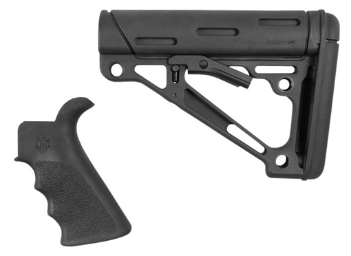 Picture of Hogue OverMolded Combo Kit Collapsible Black OverMolded Rubber Black Synthetic & Black Rubber Grip for AR15, M16 with Mil-Spec Tube (Tube Not Included) 15056