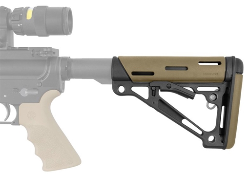 Picture of Hogue OverMolded Collapsible Buttstock Tan OverMolded Rubber Black Synthetic AR-15, M16, M4 15350