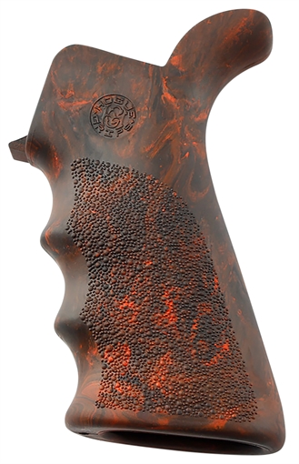 Picture of Hogue OverMolded Beavertail made of Rubber with Red Lava Finish, Cobblestone Texture & Finger Grooves for AR-15, M16 15421