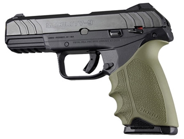 Picture of Hogue HandAll Beavertail made of Rubber with Textured OD Green Finish & Finger Grooves for Ruger Security-9 17701