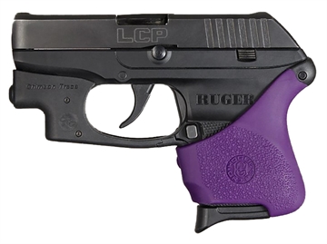 Picture of Hogue HandAll Hybrid Grip Sleeve made of Rubber with Textured Purple Finish for Ruger LCP with Crimson Trace 18116