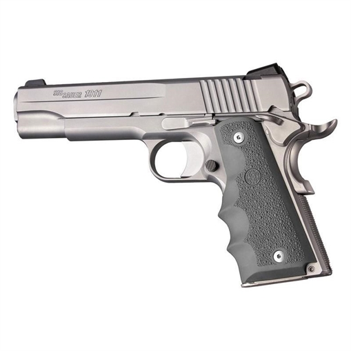 Picture of Hogue 1911 Gov't Rubber Handgun Grips with Finger Grooves Slate Grey 45002