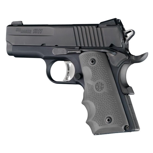 Picture of Hogue 1911 Officer Rubber Handgun Grips with Finger Grooves Slate Grey 43002