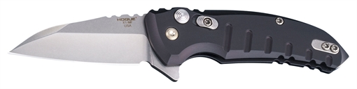Picture of Hogue X1 MicroFlip 2.75" Folding Wharncliffe Plain Tumble Polish Tumble Polish CPM 154 SS Blade/Matte Black Anodized Aluminum Handle Includes Pocket Clip 24160
