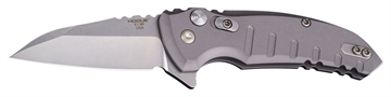 Picture of Hogue X1 MicroFlip 2.75" Folding Wharncliffe Plain Tumble Polish Tumble Polish CPM 154 SS Blade/Matte Gray Anodized Aluminum Handle Includes Pocket Clip 24162
