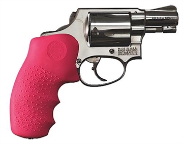 Picture of Hogue OverMolded Monogrip Cobblestone Pink Rubber with Finger Grooves for S&W J Frame with Round Butt 60007