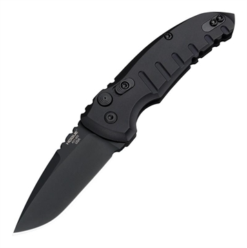 Picture of Hogue A01 2.75" Folding Drop Point Plain Black Cerakote 154CM SS Blade/Matte Black Aluminum Handle 24116