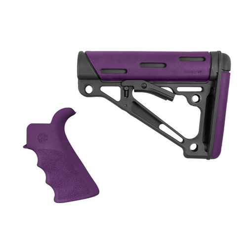 Picture of Hogue AR-15/M16 Kit Overmolded Beavertail Grip and Collapsible Buttstock for Mil-Spec Buffer Tube Purple 15656