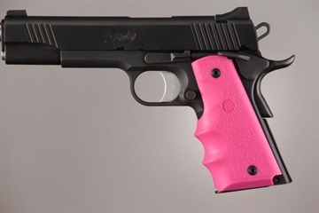 Picture of Hogue Colt Government Grips .45 1911 Rubber Grips with Finger Grooves - Pink 45007