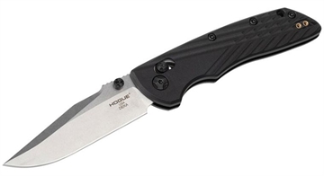 Picture of Hogue Deka, Folding Knife, CPM MagnaCut, Stone Tumbled Finish, Silver, Plain Clip Point Edge, 3.25" Blade, Black Polyamide Nylon 12 Grips 24379