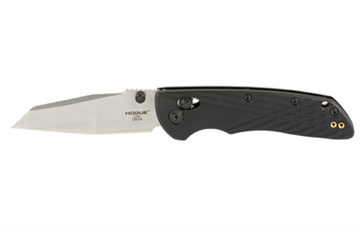 Picture of Hogue Deka, Folding Knife, CPM MagnaCut, Stone Tumble Finish, Silver, Plain Modified Wharncliffe Edge, 3.25" Blade, Black Polyamide Nylon 12 Grips 24369