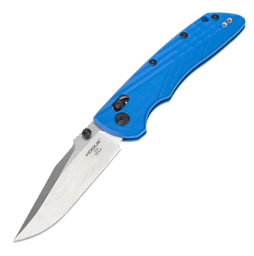 Picture of Hogue Deka, Folding Knife, CPM MagnaCut, Stone Tumble Finish, Silver, Plain Clip Point Edge, 3.25" Blade, Blue Polyamide Nylon 12 Grips 24373