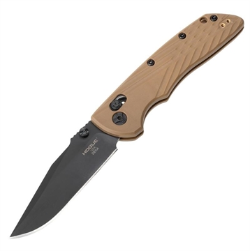 Picture of Hogue Deka, Folding Knife, CPM MagnaCut, Cerakote Finish, Black, Plain Clip Point Edge, 3.25" Blade, Flat Dark Earth Polyamide Nylon 12 Grips 24377