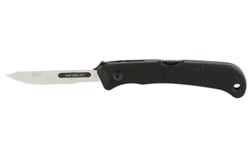 Picture of Hogue Expel, Folding Knife, 416 Stainless Steel, Plain Edge, 2.5" Blade, Black G-10 Handle, Silver Blade, Includes (3) #60 and (2) #70 Blades 35836