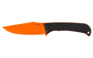 Picture of Hogue Extrak XL, Fixed Blade Knife, CPM M4 Steel, Plain Edge, 3.9" Clip Point Blade, Cerakote Finish, Black G-10 Handle, Orange Blade, Includes Sheath 35859