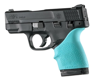 Picture of Hogue HandAll Beavertail Grip Sleeve fits S&W M&P Shield 45 Kahr P9/P40/CW9/CW40-Aqua 18304