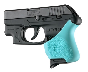 Picture of Hogue Handall Hybrid Ruger LCP Crimson Trace Button Grip Sleeve Aqua 18114