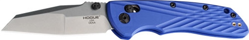 Picture of Hogue Deka, Folding Knife, CPM MagnaCut, Stone Tumbled Finish, Silver, Plain Modified Wharncliffe Edge, 3.25" Blade, Blue Polyamide Nylon 12 Grips 24363