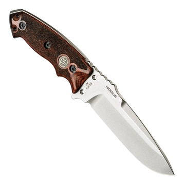 Picture of Hogue SIG EX-F01 Stainless Elite, Fixed Blade Knife, Tumbled Finish, Silver, Reinforced Rosewood Handle, Drop Point, Plain Edge, 5.5" Blade Length, A2 Tool Steel, Includes Ballistic Nylon MOLLE Sheath 37175