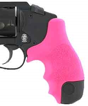 Picture of Hogue OverMolded Tamer Cobblestone Pink Rubber with Finger Grooves for S&W J Frame Centennial with Round Butt, Bodyguard 60027