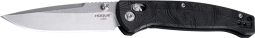 Picture of Hogue Mysto Folder Knife 3-2/5 Drop Point Blade Black Diamond Metal 24457 24457-HOG