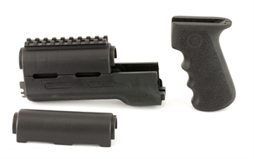 Picture of Hogue OverMolded Rifle Grip/Forend Kit, Fits AK-47/AK-74, Finger Grooves, Rubber, Black 74008
