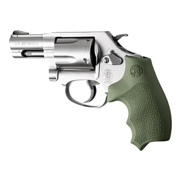 Picture of Hogue Overmolded Rubber Bantam Grip Closed Backstrap S&W Round Butt J-Frame Revolvers OD Green 61021