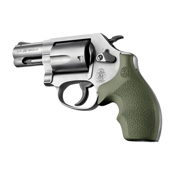 Picture of Hogue Overmolded Rubber Bantam Grip S&W Round Butt J-Frame Revolvers OD Green 61001