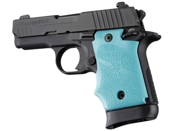 Picture of Hogue Rubber Grip with Finger Grooves for SIG Sauer P938 Ambi Safety-Aqua 98084