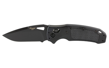 Picture of Hogue SIG K320 AXG PRO, Folding Knife, Cerakote Finish, Black, Drop Point Blade, 3.5" Blade Length, CPM-S30V Blade Steel, Plain Edge, ABLE Lock, Solid Black G10 Inserts with Reverse Checkered Texture 36374