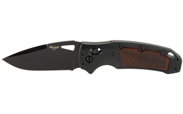 Picture of Hogue SIG K320 AXG Classic, Folding Knife, Cerakote Finish, Black, Drop Point, 3.5" Blade Length, CPM-S30 V Blade Steel, Plain Edge, ABLE Lock, Heritage Walnut Inserts with Checkered Texture 36377