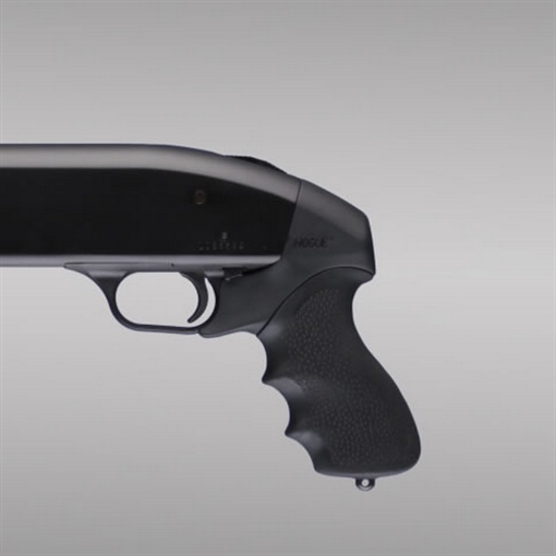 Picture of Hogue OverMolded Tamer Black Rubber Pistol Grip with Finger Grooves for Mossberg 500 12 & 20 Gauge 05014