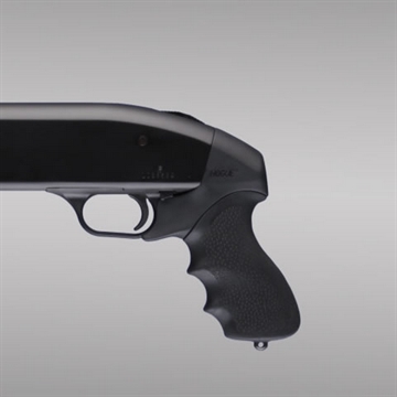 Picture of Hogue OverMolded Tamer Black Rubber Pistol Grip with Finger Grooves for Mossberg 500 12 & 20 Gauge 05014