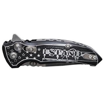 Picture of Hogue X1-Microflip 2.75" Knife Custom Outlaw Ordnance - I Stand Engraving 24183-EXLTRP