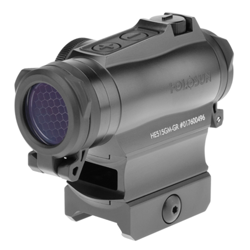 Picture of Holosun Technologies Micro Red Dot, 2MOA Green Dot with 65MOA Circle or 2 MOA Dot, QR Mount ARD Flip Caps, Side Battery, Black HE515GM-GR HE515GMGR