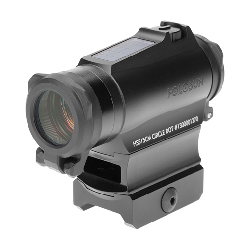 Picture of Holosun Technologies Micro Red Dot, 2MOA Dot with 65MOA Circle or 2 MOA Dot, QR Mount ARD Flip Caps, Solar with Internal Battery, Black HS515CM