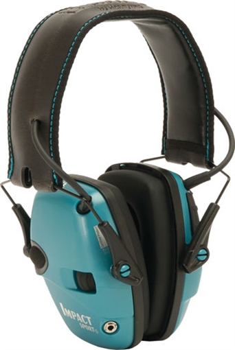 Picture of Howard Leight R02521 Impact Sport Electronic Muff 22 dB Over the Head Black/Teal Adult 1 Pair R02521 R-02521