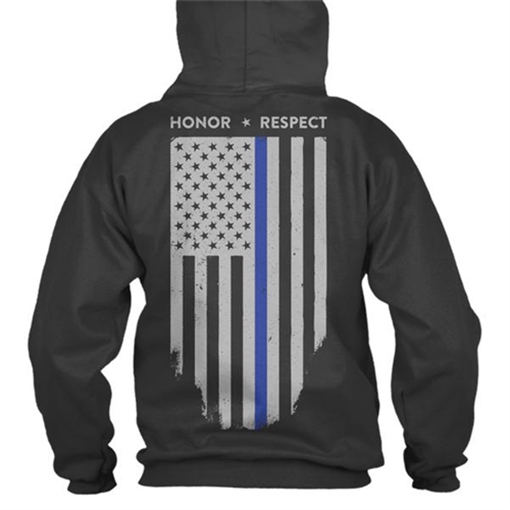 Picture of Thin Blue Line Hoodie - Honor/Respect, Thin Blue Line Flag TBL-H-BLACK-XL