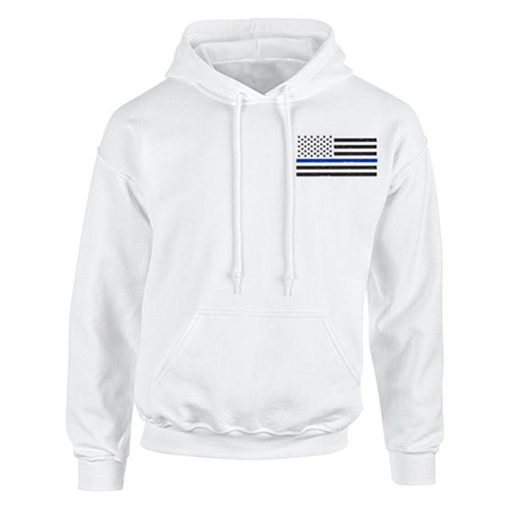 Picture of Thin Blue Line Hoodie - Thin Blue Line American Flag TBL-H-SMALL-LOGO-WHITE-SMALL