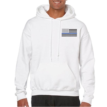 Picture of Thin Blue Line Hoodie - Thin Blue Line American Flag TBL-H-SMALL-LOGO-WHITE-XXXXL