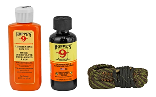 Picture of Hoppe's 1-2-3 Done! Cleaning Kit, .45 Cal Pistol, Clam Pack, Includes BoreSnake, Solvent, and Oil 110045