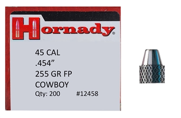 Picture of Hornady Frontier Lead 45 Cal .454 255 gr Flat Point Cowboy 200 Per Box/ 8 Case 12458