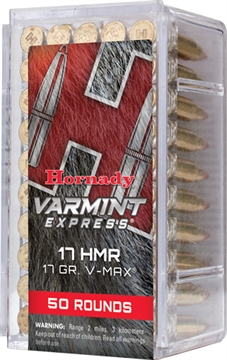 Picture of Hornady Varmint Express Rimfire Ammunition .17 HMR 17 gr. V-MAX 2550 fps 50/ct 83170