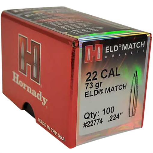 Picture of Hornady ELD Match 22 Cal .224 73 gr Extremely Low Drag Match 100 Per Box/ 25 Case 22774