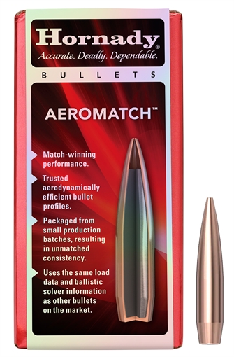 Picture of Hornady AEROMATCH, .243 Diameter, 6MM, 105 Grain, AEROMATCH Hollow Point Boat Tail, 100 Count 24573