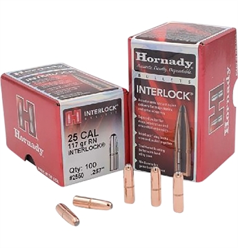 Picture of Hornady InterLock 25 Cal .257 117 gr Round Nose 100 Per Box/ 25 Case 2550