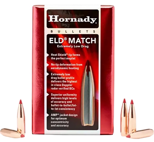 Picture of Hornady ELD Match 25 Cal .257 134 gr Extremely Low Drag Match 100 Per Box/ 15 Case 2561
